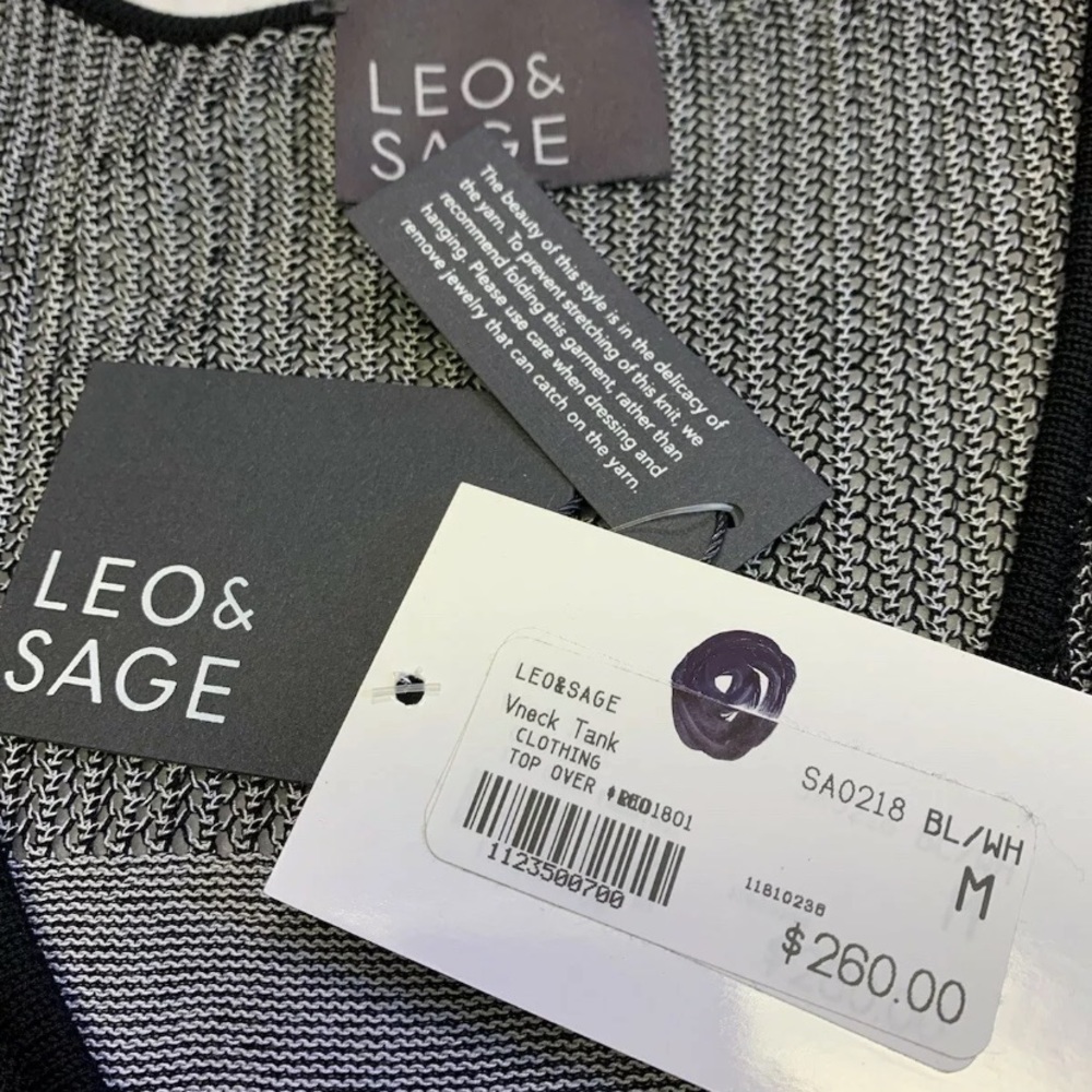 Leo & Sage Black Diagonal Tank Top NWT $260 S/M - Picture 2 of 9